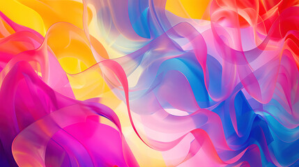 Wall Mural - vibrant abstract background with wavy fluorescent colors in a modern fluxus style