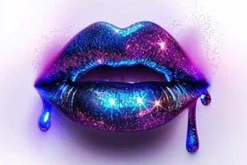 Wall Mural - A close-up shot of a person's lips with glitter applied to them, suitable for beauty or fashion use