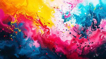 Wall Mural - bright colorful artistic splashes in abstract painting style with vibrant colors