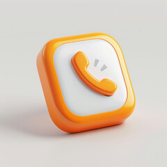 Minimalist Orange Phone Icon with Modern 3D Design
