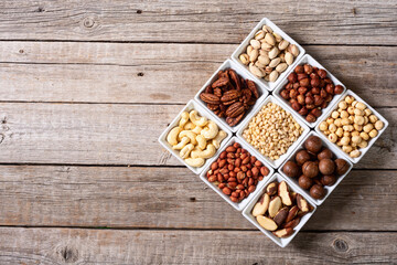 Canvas Print - Mix of nuts in bowl . Food background