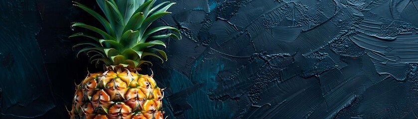 Canvas Print - Pineapple on a Dark Blue Background - Illustration