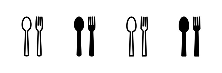 Wall Mural - Fork, Spoon, and Knife isolated on white background. Restaurant icon. food icon. Eat. Cutlery icon.