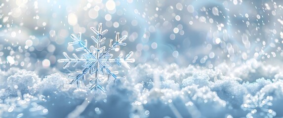 Wall Mural - sparkling crystal snowflake winter background