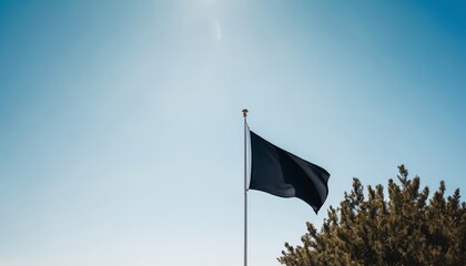 Wall Mural - black flag waving on wind