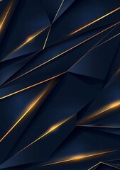 Wall Mural - Premium Luxurious Dark Blue Abstract Background Template with Opulent Triangle Pattern and Golden Illumination Lines Abstract
