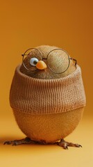 Poster - A funny kiwi wearing glasses and a beanie. AI.