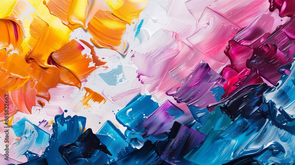 Expressionistic abstract canvas, a riot of colors and textures ...