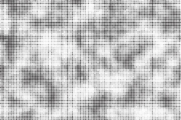 Halftone vector background. Monochrome halftone pattern. Abstract geometric dots background. Pop Art comic gradient black white texture. Design for presentation banner, poster, flyer, business card.	