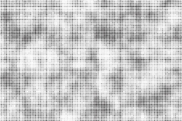 Halftone vector background. Monochrome halftone pattern. Abstract geometric dots background. Pop Art comic gradient black white texture. Design for presentation banner, poster, flyer, business card.	