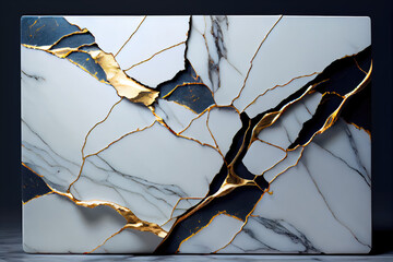 Wall Mural - Marble texture with intense gold veins