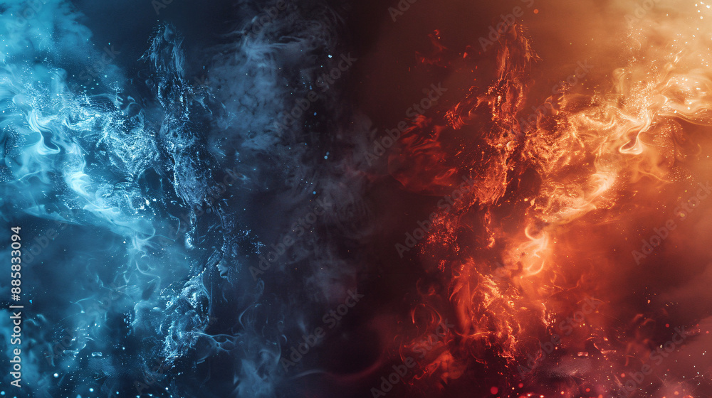 Clash of Ice and Fire Visual metaphor of ice and fire battling ...
