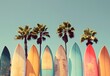 © MD - Vintage Surfboards & Palm Trees - Summer Vacation Poster