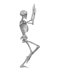 Wall Mural - skeleton is doing a namaste yoga pose