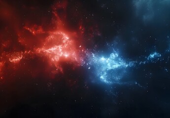 Wall Mural - cinematic red and blue nebula space background