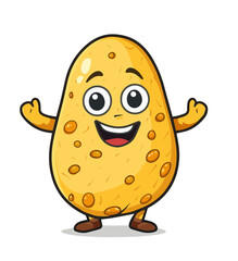 Sticker - Cute Cartoon Potato Vegetable Food Character Isolated on a Transparent Background 