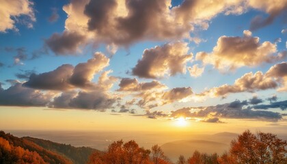 Wall Mural - beautiful sky and clouds autumn sunset background