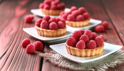 Wall Mural - raspberry tarts a sweet temptation