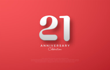 Wall Mural - Unique vector design to celebrate the 21st year. With clean white numbers on a clean red background.