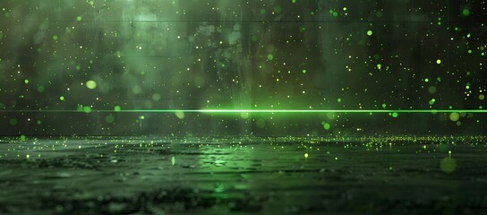 Canvas Print - Green Laser Beam With Particles In Dark Room