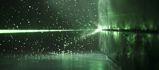 Wall Mural - Abstract Green Laser Beam With Particles