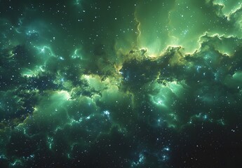 Sticker - Cinematic Green Nebula In Space