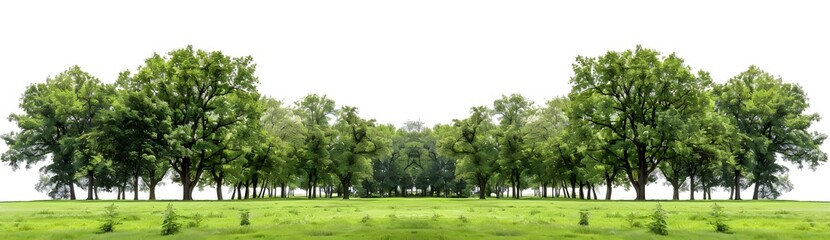 Poster - Green Trees and Grass Field Isolated on White