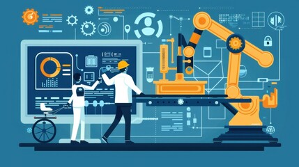 Wall Mural - Robotic Process Automation (RPA): Leveraging software robots to automate repetitive, rule-based tasks, optimizing operational efficiency and accuracy.
