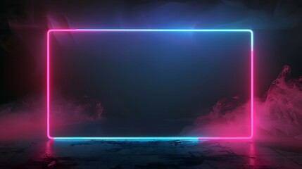 Poster - Neon Blue and Pink Glowing Light Frame