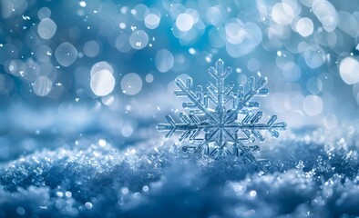 Sticker - Hyper Realistic Snowflake in Falling Snow