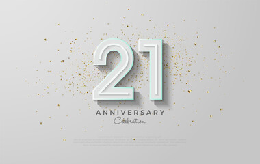 Wall Mural - number 21 vector design for the 21st anniversary celebration. With a modern retro style and with scattered glitter decorations.