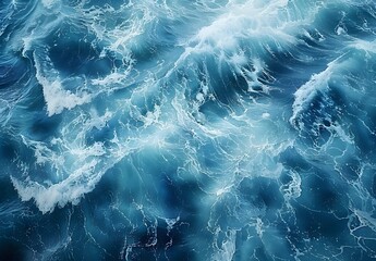 Poster - Ocean Waves From Above: Cinematic Blue & White