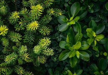 Wall Mural - Evergreen Foliage Texture Contrast