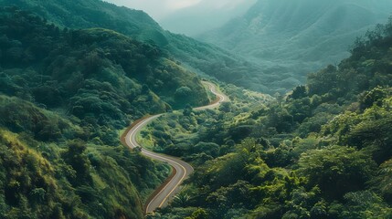 Sticker - Winding Road Through Lush Mountain Landscape