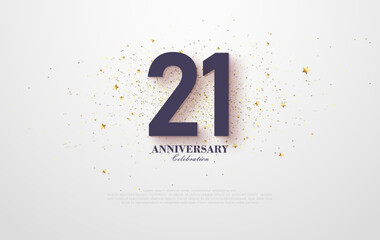 Wall Mural - Anniversary vector background design with the number 21. Decorated with luxurious and charming gold glitter sprinkles.