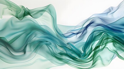 Wall Mural - Abstract Blue Green Fabric Waves Background