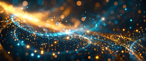 Poster - Abstract Golden Light and Blue Glitter Background