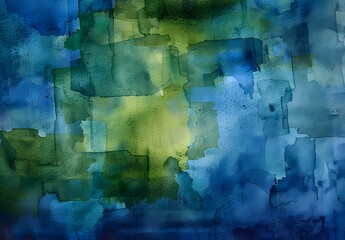 Sticker - Abstract Blue Green Watercolor Background Texture