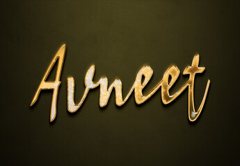 Sticker - Old gold text effect of Hindi name Avneet with 3D glossy style Mockup.