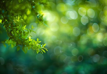 Wall Mural - abstract green nature background with bokeh