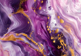 Sticker - Abstract Purple Gold Swirl Marbleized Art