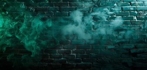 Wall Mural - green smoke abstract brick wall background