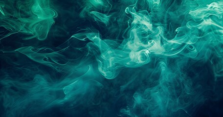 Sticker - Abstract Green Smoke Swirling Dark Background