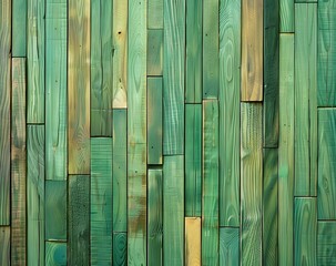 Wall Mural - Abstract Green Wood Texture Background with Vertical Stripes