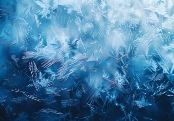 Canvas Print - Abstract Blue Ice Texture Background with Frozen Frost