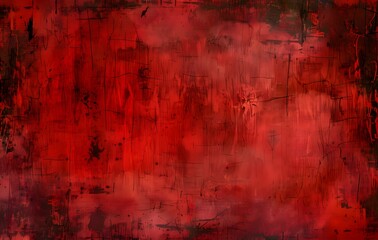 Wall Mural - Abstract Red Grunge Background With Vignette And Drawing Elements