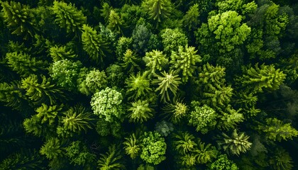 Sticker - Aerial View of Lush Green Forest Canopy