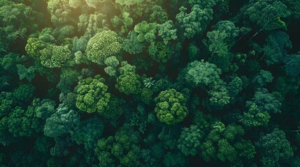 Sticker - Aerial View of Lush Green Forest Canopy