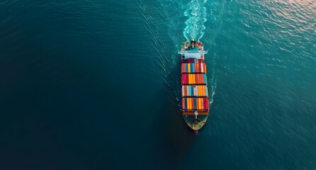 Sticker - Aerial View Cargo Ship Container Ocean