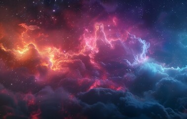 Wall Mural - Celestialpunk Galaxy Background with Cinematic Lighting